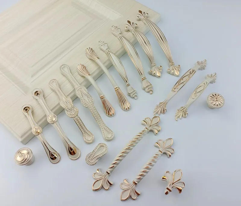 Description Picture 2 of itemLvory White Rose Gold Handle For Furniture Kitchen Cabinets Door Drawer Knobs European Wardrobe Cupboard Dresser Pulls Handles