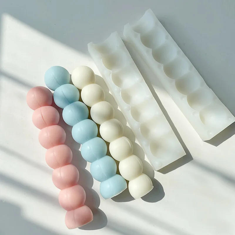 Description Picture 4 of itemGeometry 6 Ball Cylinder Silicone Candle Mould DIY Sugar Gourd Soap Resin Gyp Making tool Chocolate candy Mold Home Decor Gifts