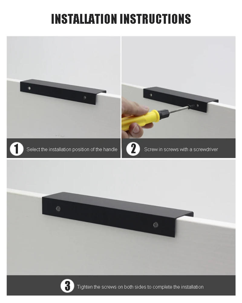 Description Picture 6 of itemEdge Finger Pulls Cabinet Kitchen Hardware Drawer Pull Cupboard Flat Hidden Dresser Bar Door Handles Furniture Easy Installation