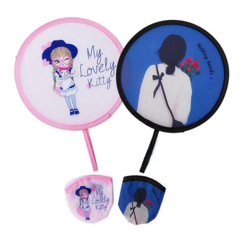 Description Picture 2 of itemDecorative Mini Flying Disk Fan Fashion with Pocket Cartoon Folding Fans Collapsible Fan Round Hand Fan Summer
