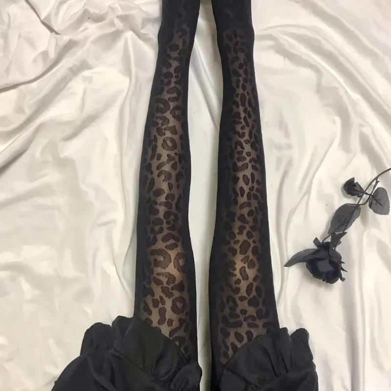 Description Picture 3 of itemLady Sexy Leopard Print Tights Women Retro Jacquard Pantyhose Girls Breathable Translucent Leggings Female Sturdy Silk Stockings
