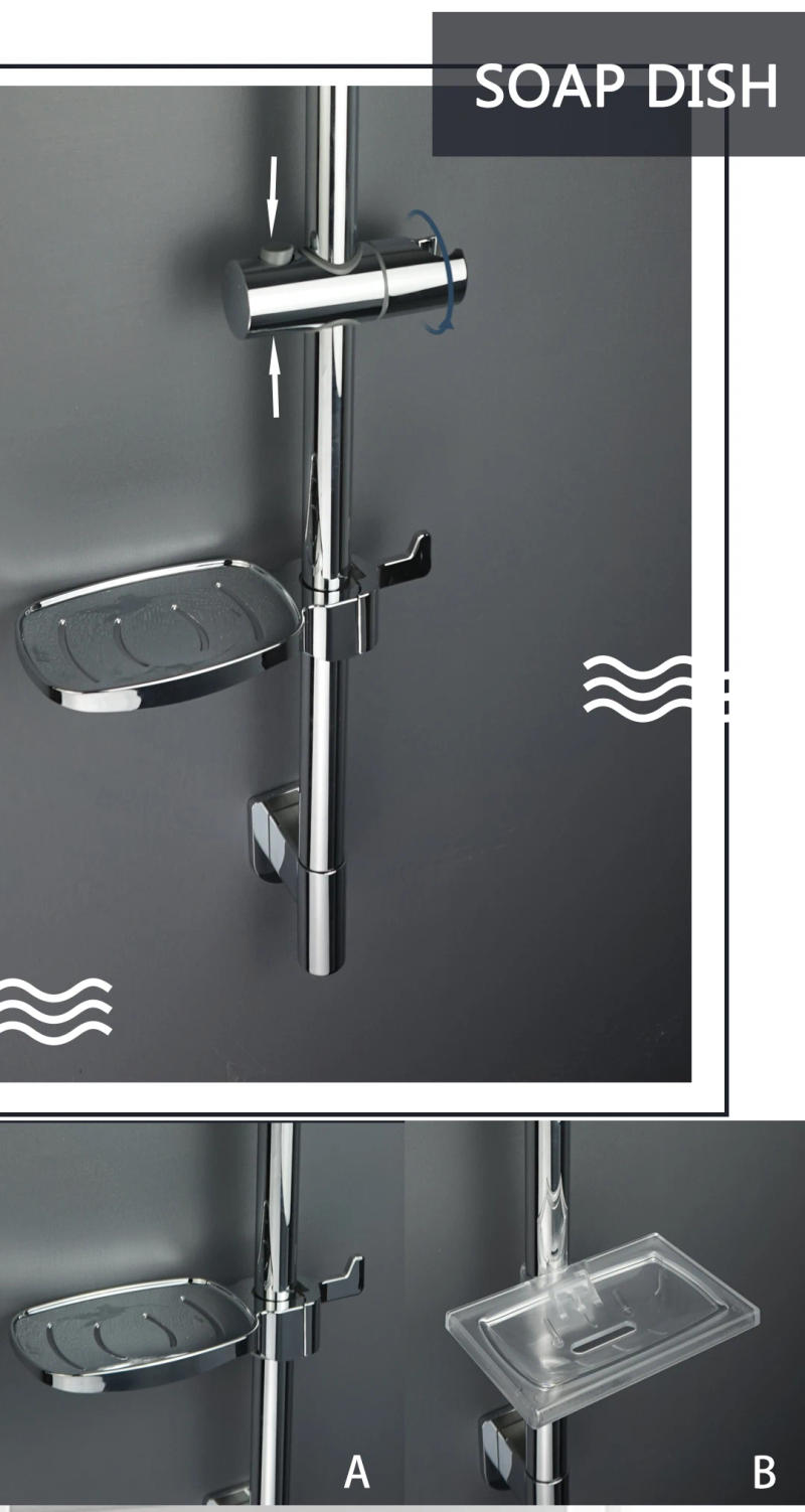 Description Picture 6 of itemAdjustable Shower Bar Lifting Rod Extendable Wall Mount Shower Column 3 Spray Shower Head Chrome Bathroom Shower Riser Slide Bar