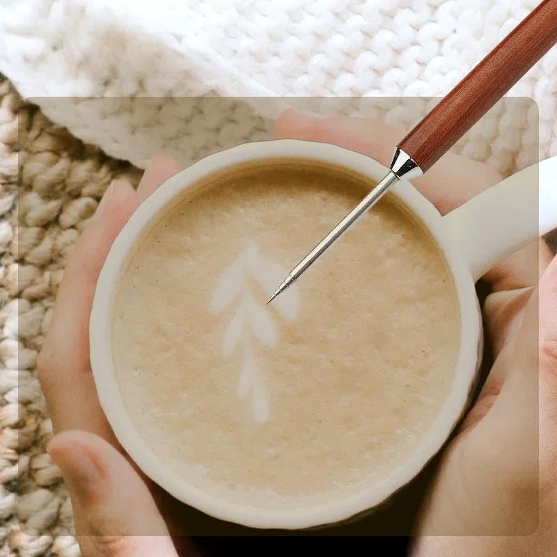 Description Picture 2 of itemCoffee Pull Flower Needle Stainless Steel Carved Stick Cappuccino Latte Coffee Decorative Art Pen Fancy Stitch Barista Tool