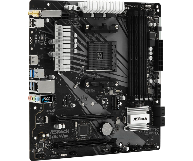 Description Picture 3 of itemASRock B450M Motherboard B450M/ac Motherboard Socket AM4 Ryzen 5 5600G 5300G 5700 3900 1500 cpus DDR4 128GB Micro ATX M.2