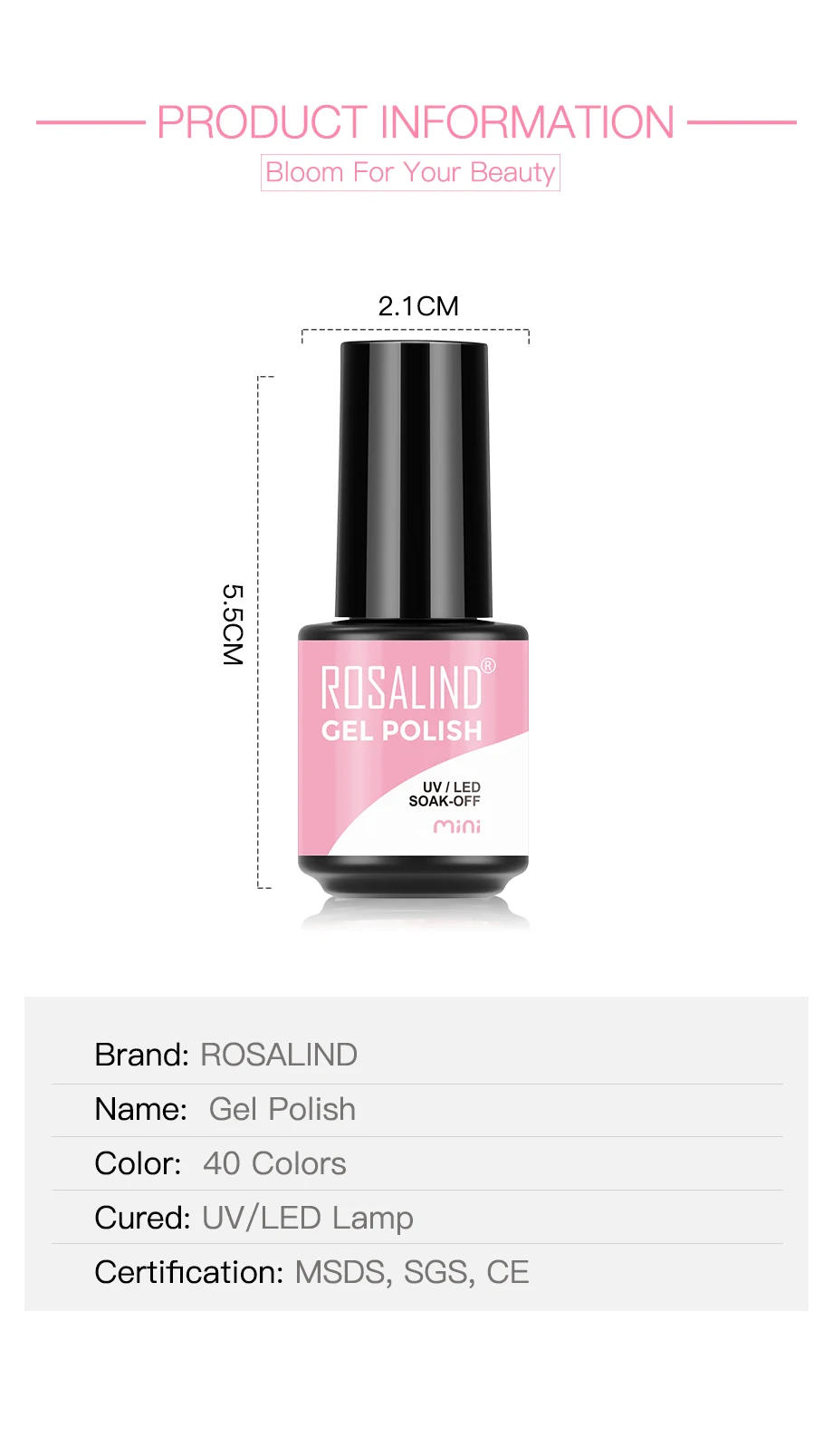 Description Picture 6 of itemROSALIND Cat Eyes Nail Gel Set Nail Polish Hybrid Varnish Glitter UV GEl Semi Permanent Soak Off Base Top Coat Multicolor PCS