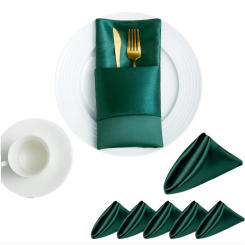 6pcs Satin Napkin 30cm*30cm Serving Table Decor Dinner Towel for Wedding Party Home Hotel Christmas decor Table Napkins Green