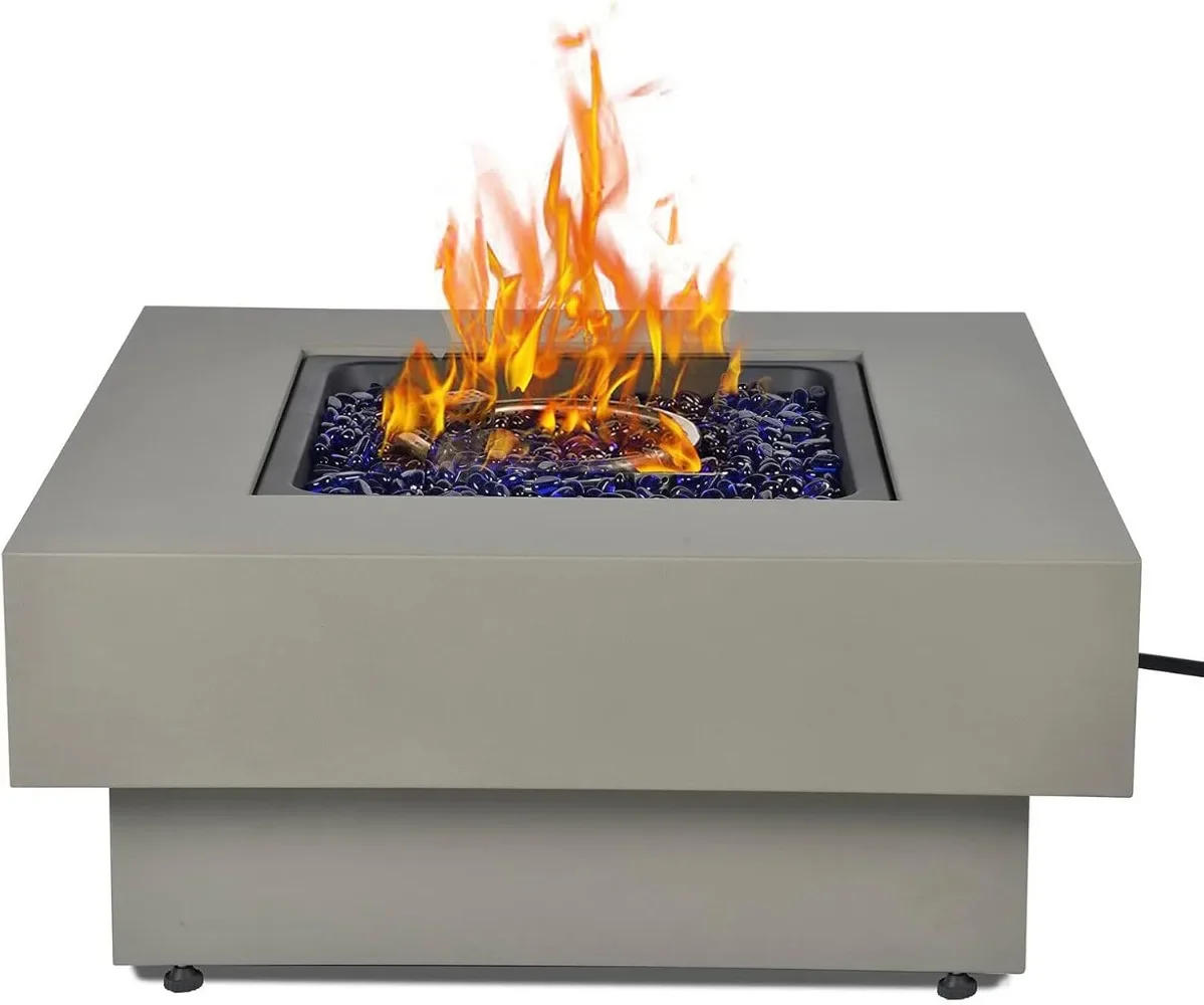 Description Picture 3 of itemPropane Fire Pit Table, 33-inch 50,000 BTU Outdoor Gas Fireplace for Patio, Square Low Profile Fire Table w/Lid, Glass Rocks