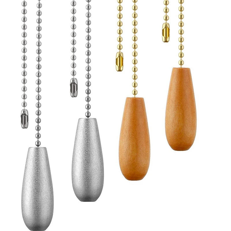 Description Picture 4 of item4 Pieces Ceiling Fan Chain Pulls Wooden Pull Chain Extension Pull Chain For Ceiling Light Lamp Fan Chain (Silver And Wood Color)