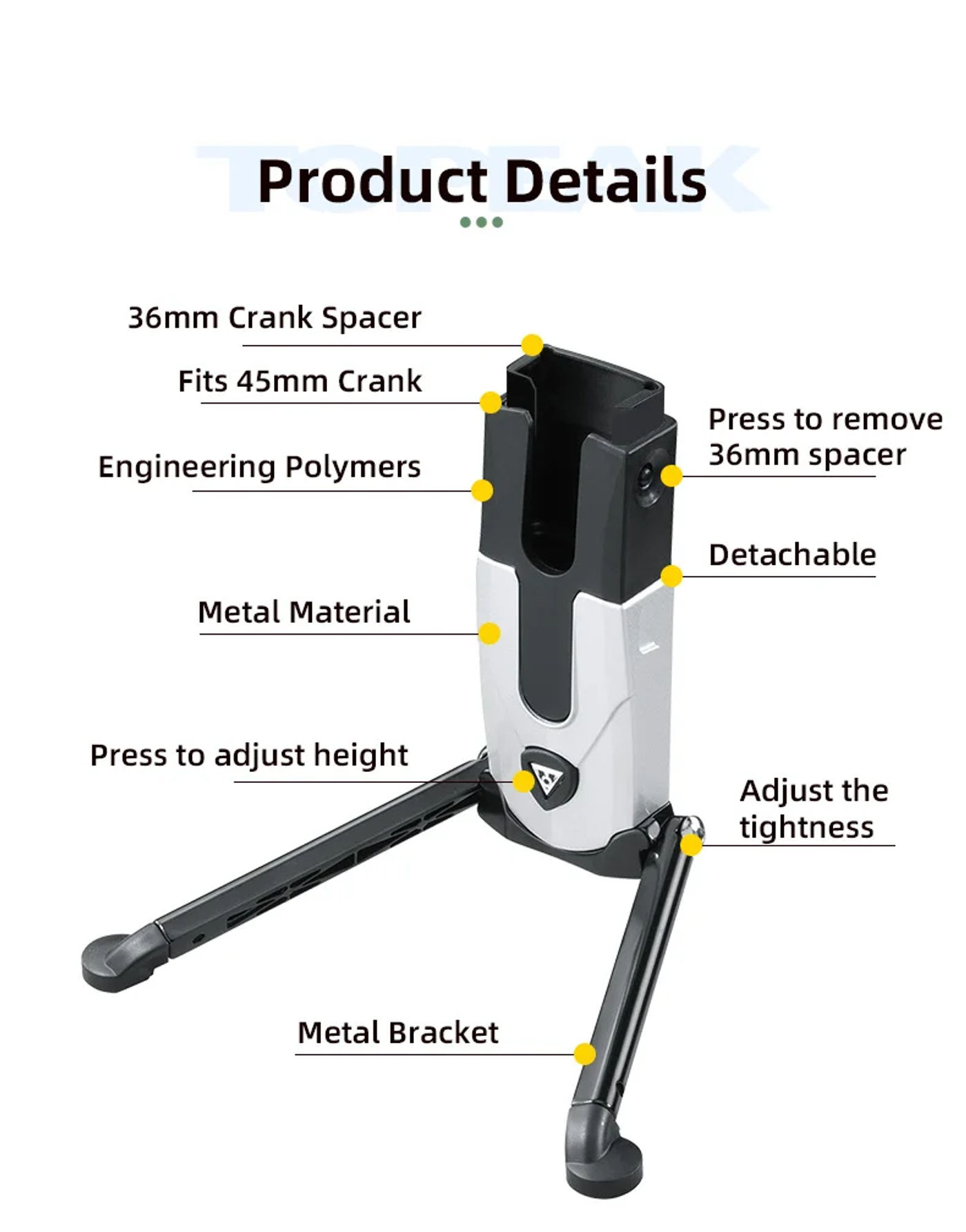 Description Picture 5 of itemTOPEAK TW007 FlashStand FAT Bicycle Kickstand Crank Stay Bracket Stand Holder Parking Rack Adjustable Pocket Size Portable Stent