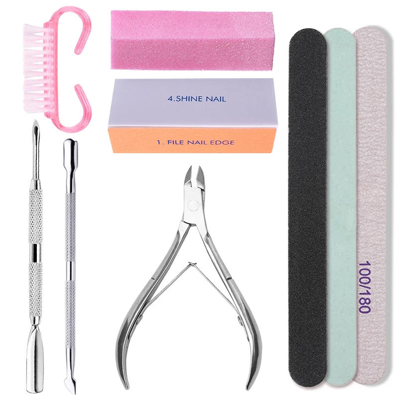 Description Picture 2 of itemNail Set Art Sand Files Buffer Sponge Block Brush Nail Scissors Kit With Cuticle Nipper Manicure Set UV Gel Polish Tools