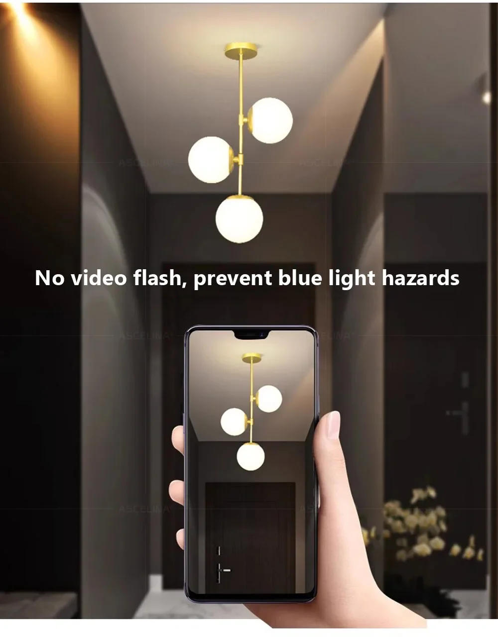 Description Picture 3 of itemNordic Multi Head Glass Ceiling Light For Cloakroom Balcony Corridor Aisle Light Entryway Light Living Room Home Decor Luminaire