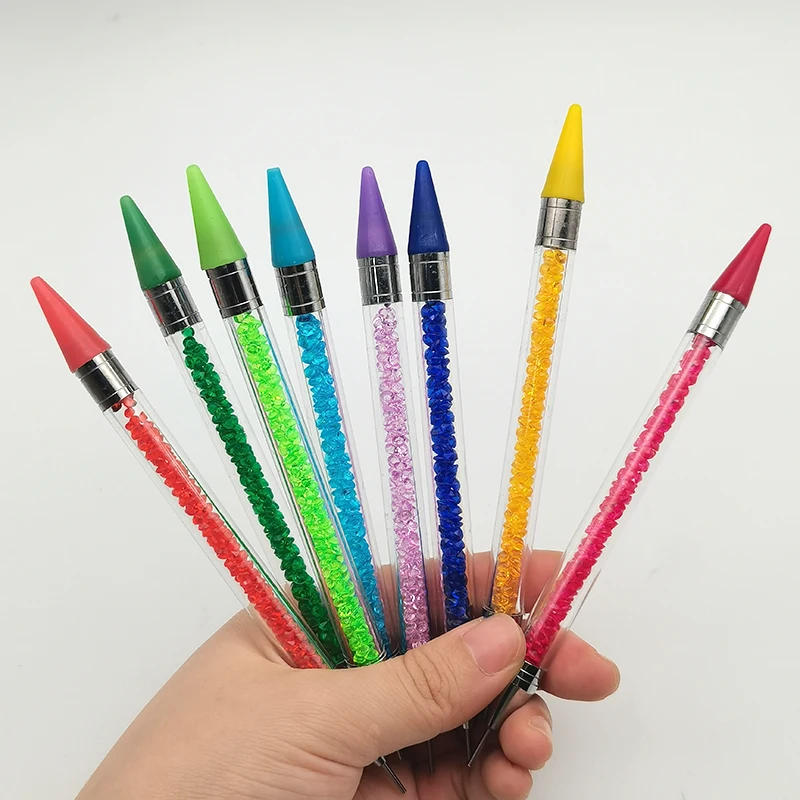 Description Picture 4 of item1pcs Crystal Double Head Point Drill Pen Gem Rhinestone Picker Wax Pencil 2 Ways Use Sticking Picking Dotting Jewelry Tools