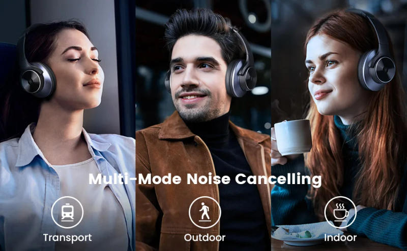 Description Picture 5 of itemOneodio A10 Bluetooth 5.4 Headphones Hybrid Active Noise Cancelling With Hi-Res Audio Over Ear Wireless Headset ANC With 5-Mic