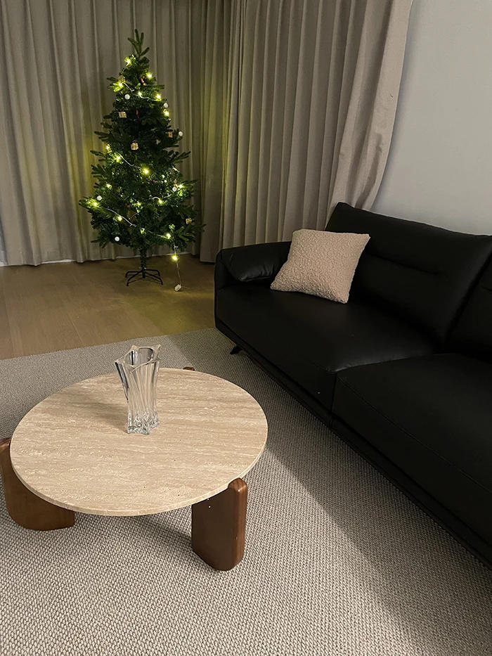 Description Picture 4 of itemNordic Solid Wood Coffee Tables Bedroom Bedside Side Table Modern Living Room Furniture Creative Travertine Round Corner Table