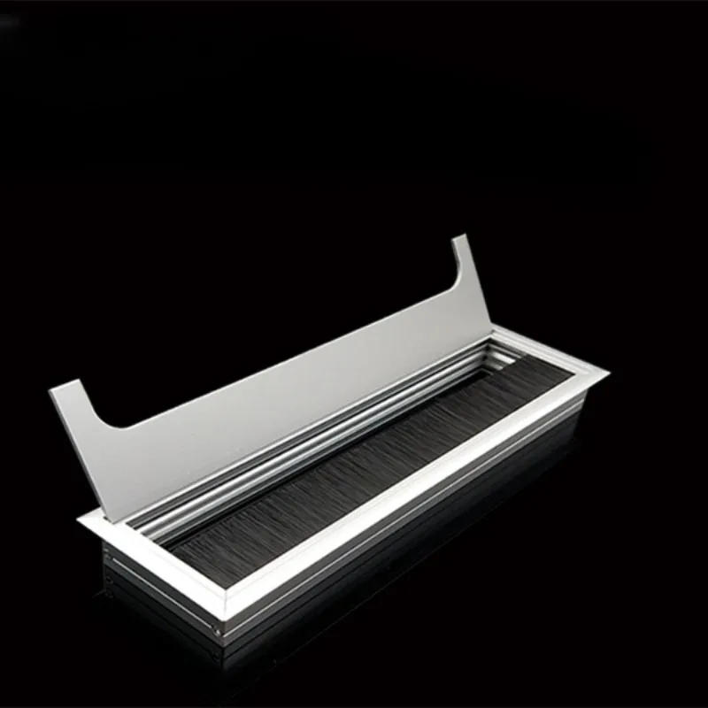 Description Picture 6 of item10pcs 80*160mm Square Rectangle PC Desk Wire Hole Cover With Brush Aluminum Alloy Office Desk Table Cable Fastener Accessories