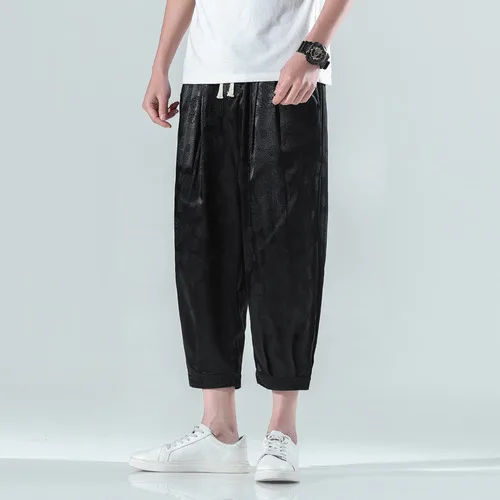 Ice Silk Men Clothing Harem Pants