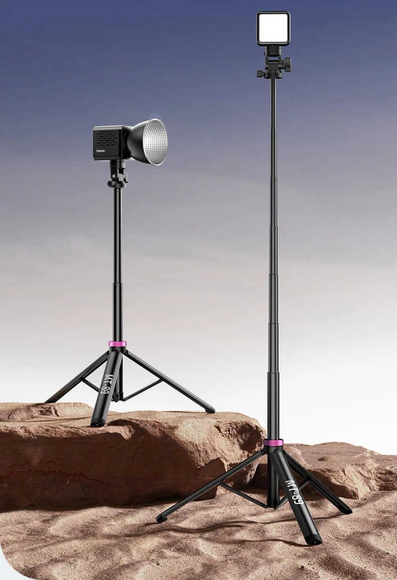 Description Picture 3 of itemUlanzi MT-89 2M Quick-Release Light Stand with Cold Shoe Mount 8-Section Extend Photograph Tripod for Action Camera Phone Clamp