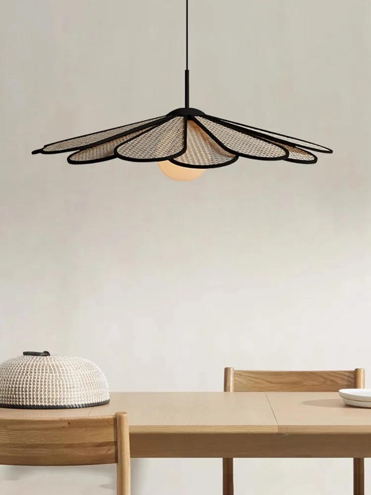 Description Picture 4 of itemNordic Modern Living Room Bedroom Bedside Dining Room Balcony Japanese Style Lamp Creative Umbrella Shaped Rattan Art Chandelier