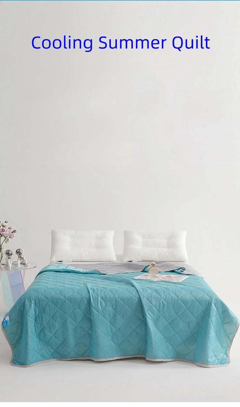 Description Picture 3 of itemNew Soft Cooling Blanket Lightweight Smooth Air Condition Comforter Lightweight Summer Cool Quilt Double Side Cold Bedspread