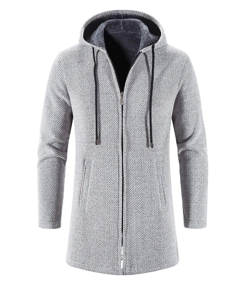 Description Picture 6 of itemMen's Sweaters Coat Autumn Winter New Hot Warm Zipper Medium Long Cardigan Sweaters Man Casual Knitwear Sweatercoat mens clothes