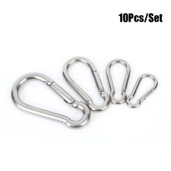 10Pcs 304 Stainless Steel M4 M5 M6 M7 M8 Multifunctional  Spring Snap Carabiner Quick Link Lock Ring Hook