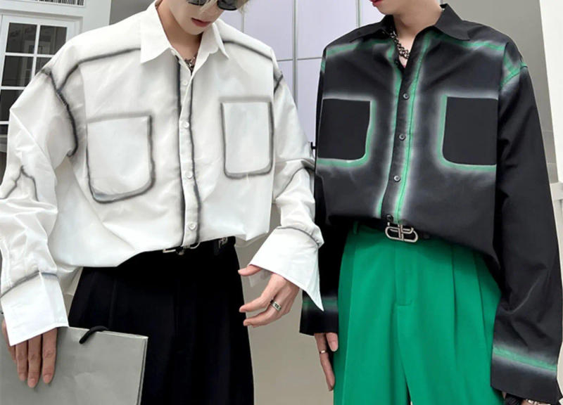 Description Picture 5 of itemIns Singer Dance Men Padded Shoulder Blouse Male Senior Designer Shirt Party Club Streetwear Camisa Rock Punk Hippie Tuxedo Tops