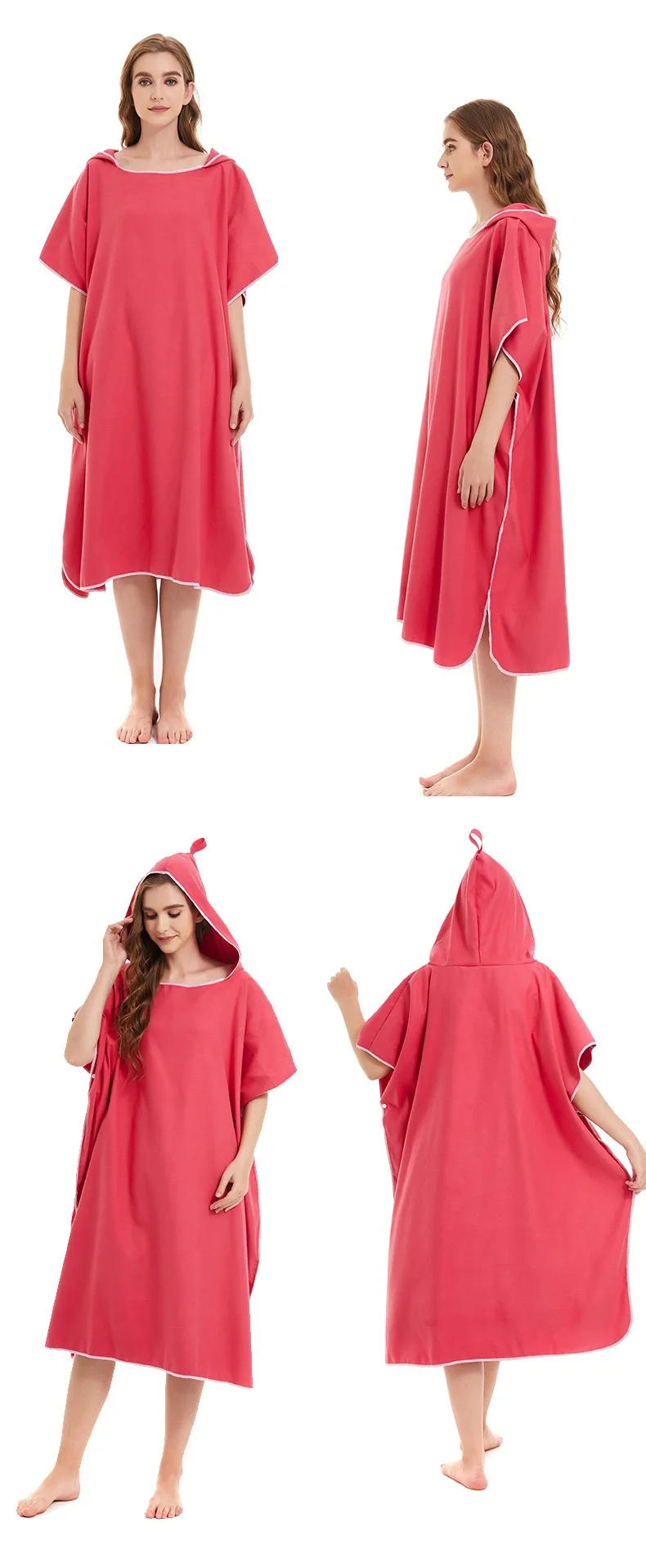 Description Picture 4 of itemMicrofiber Hooded Towel Men Women for Swim Beach Travel Quick Dry Changing Robe Cape Bath Towel Bathrobe Surf Poncho Sauna Playa