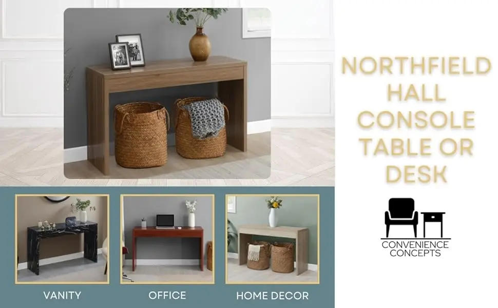 Description Picture 3 of itemConsole Table 48" - Contemporary Desk, Entryway, or Vanity Table for Hallway, Living Room, Office, Cappuccino