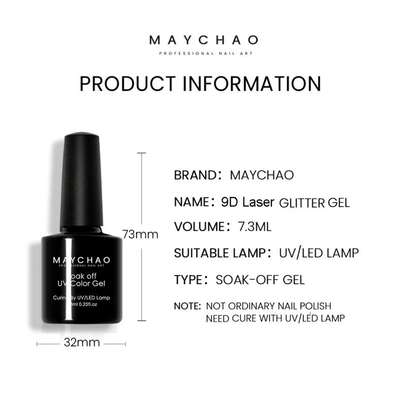 Description Picture 2 of item2PCS 9D Laser Cat Eye Gel Nail Polish Holographic Soak Off UV LED Gel Lacquer Magnetic Hybrid Gel Varnish For Manicure 9 Color