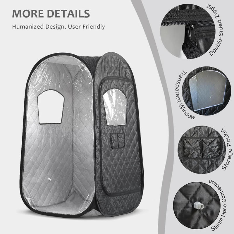 Description Picture 6 of itemPortable Steam Sauna Tent with 4L 1500W Steamer, Foldable Chair Home Sauna Spa Tent for Detox Relaxation One Person Sauna Box