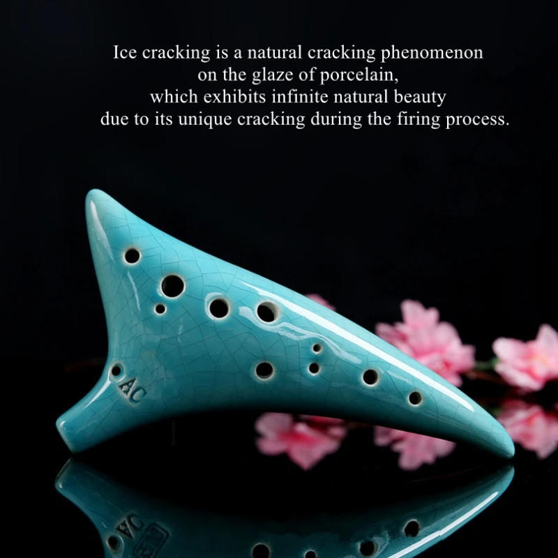 Description Picture 4 of item12 Holes Ocarina Zelda Alto ToneC Smoked Burn Ceramic Ocarina Flute with Song Book Neck Cord Carry Bag Musical Instruments