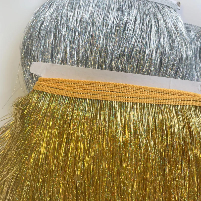 Description Picture 4 of itemLaser Silk Gold Metallic Fiber Tassels Fringe Width 20CM Per Yard Trimming Decorative Accessories For Christmas Art Work DIY