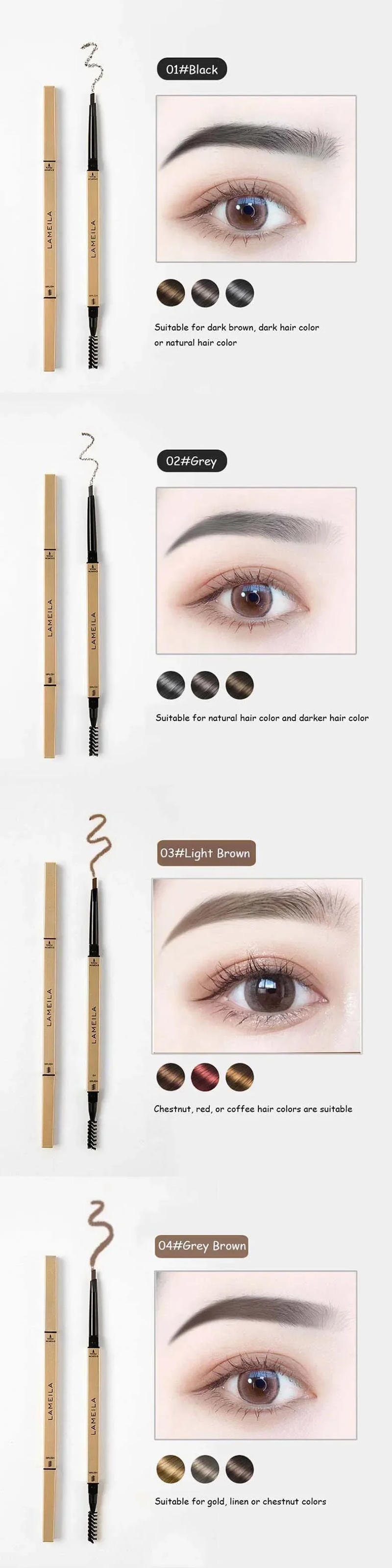 Description Picture 5 of itemDouble Head Eyebrow Pencil with Brush Waterproof Smooth 5 Colors Eye Brow Pen Tint Mascara Enhance Cosmetics Beauty Women Makeup
