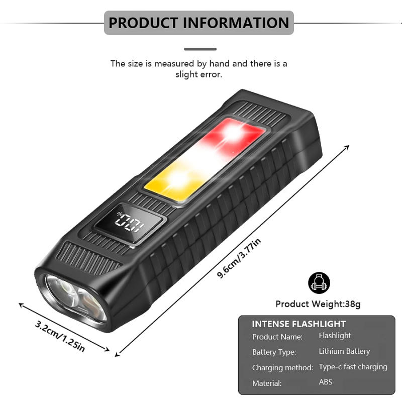 Description Picture 3 of itemMini Powerful LED COB Flashlight 1500LM Camping Working Torch with Tail Magnet Clip 8 Modes Outdoor Emergency Lighting Lantern