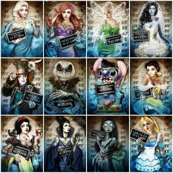 Disney Cartoon Painting By Numbers Tinker Bell Drawing By Number The Nightmare Before Christmas Paint Princess Halloween Gift