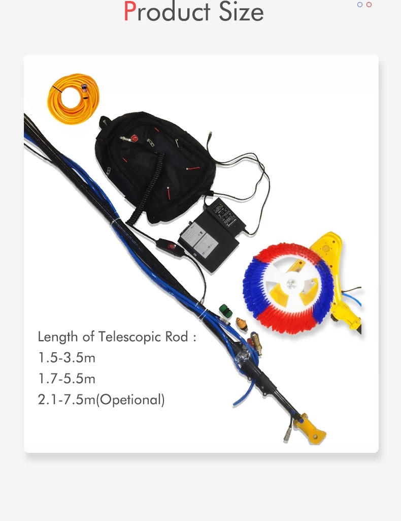 Description Picture 6 of itemAutomatic 3.5m 5.5m 7.5m Cleaning Electric Telescopic Solar Panel Machine Robot Equipment Rotary Brush