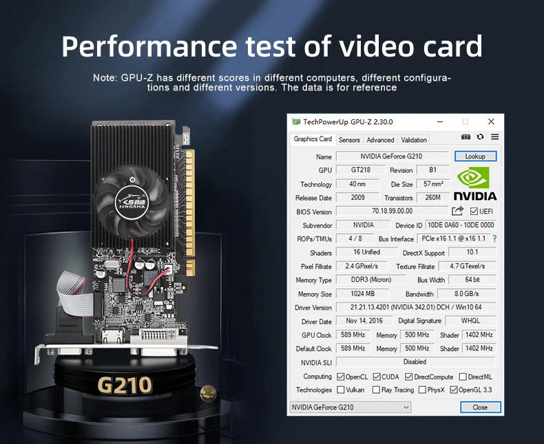 Description Picture 6 of itemGT210 1GB 64Bit GDDR3 Graphics Cards PCI-E Pcie 2.0 X16 VGA DVI Video Card For NVIDIA Geforce 1gb PC GPU GT 210 64 Bit