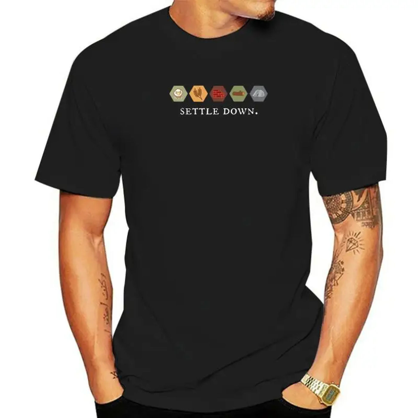 Description Picture 2 of itemSettle Down Board Game Night Short Sleeve T-Shirt Mens Fashion Fitness Tops Shirts Cotton T Shirt Vintage