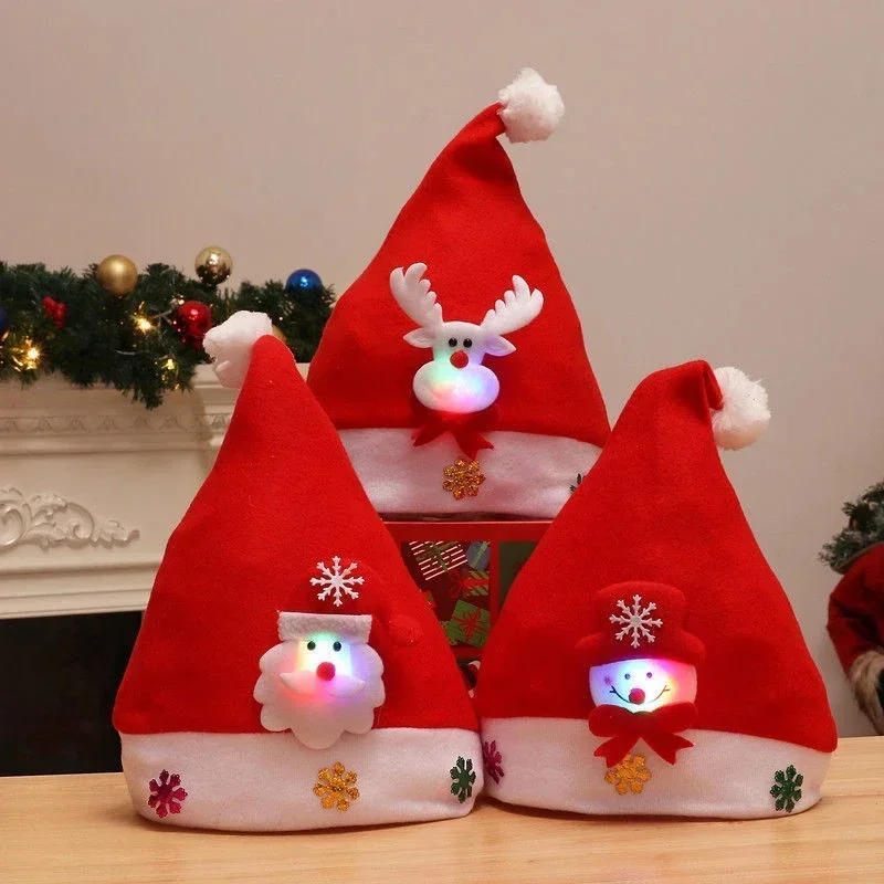 Description Picture 4 of itemLED Christmas Hats Light Up Cap Santa Claus Hat Snowman Elk Xmas Hat for Adult Kids New Year Festive Holiday Party Supplies
