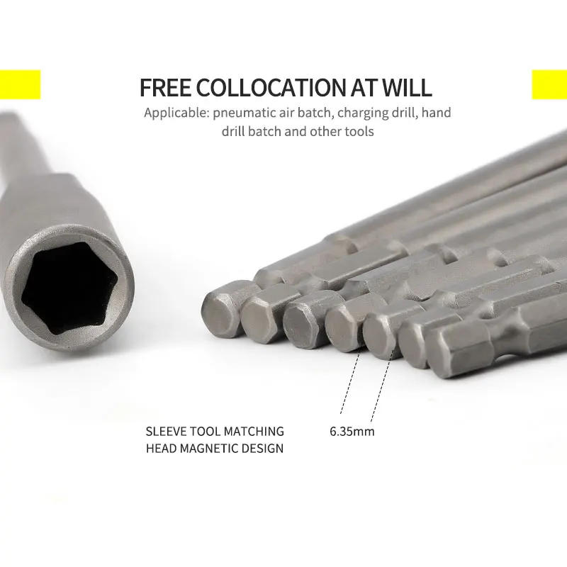 Description Picture 5 of item1pcs 150mm Length Extra Deep Bolt Nut Driver Bit 1/4 inch 6.35mm Hex Shank Wrench Socket Screw Driver for Power Tool 6-19mm