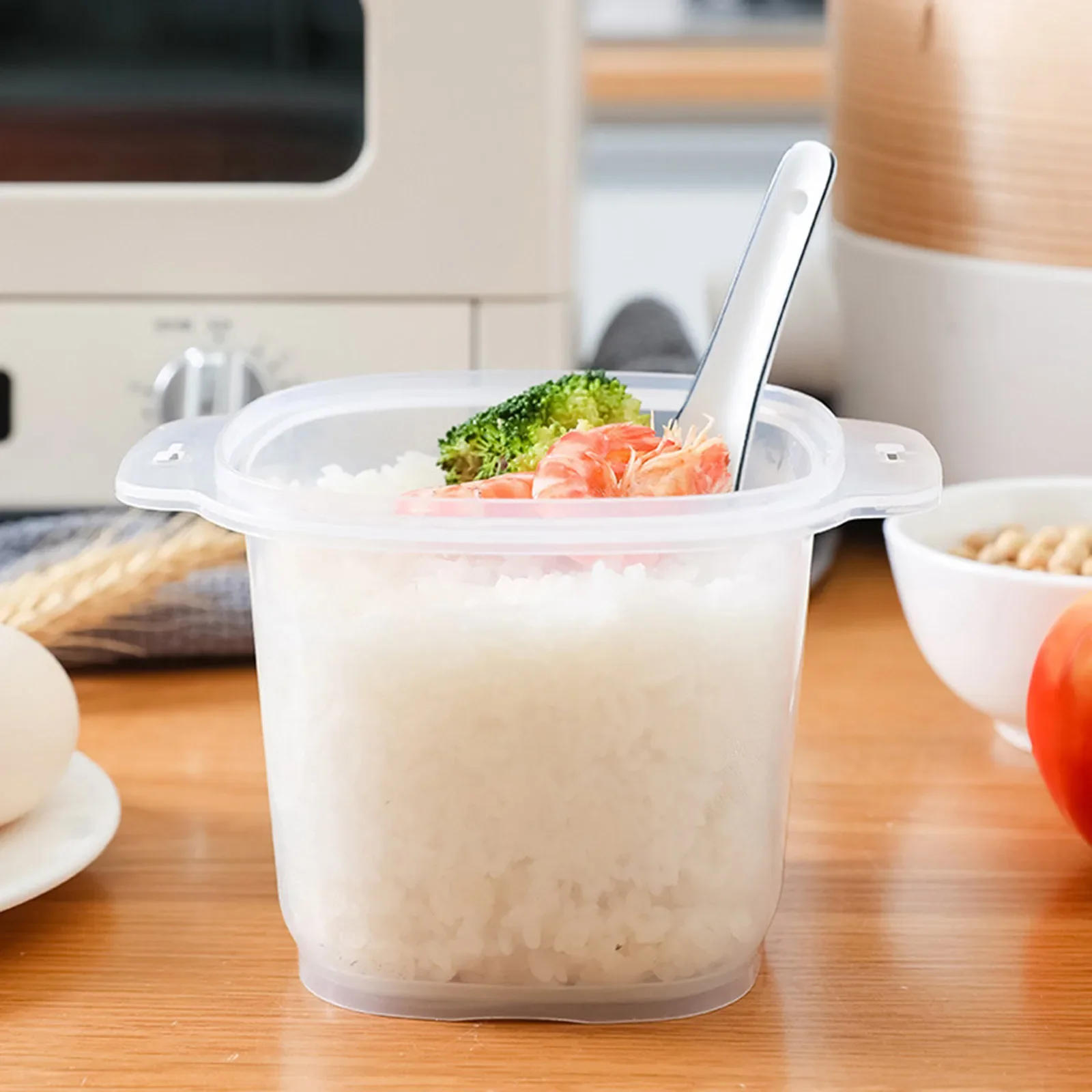 Description Picture 5 of item700ML Microwave Oven Rice Cooker Multifunctional Steamer Hot Soup Cooking Bento Lunch Box Food Grade PP Kitche Steaming Utensils