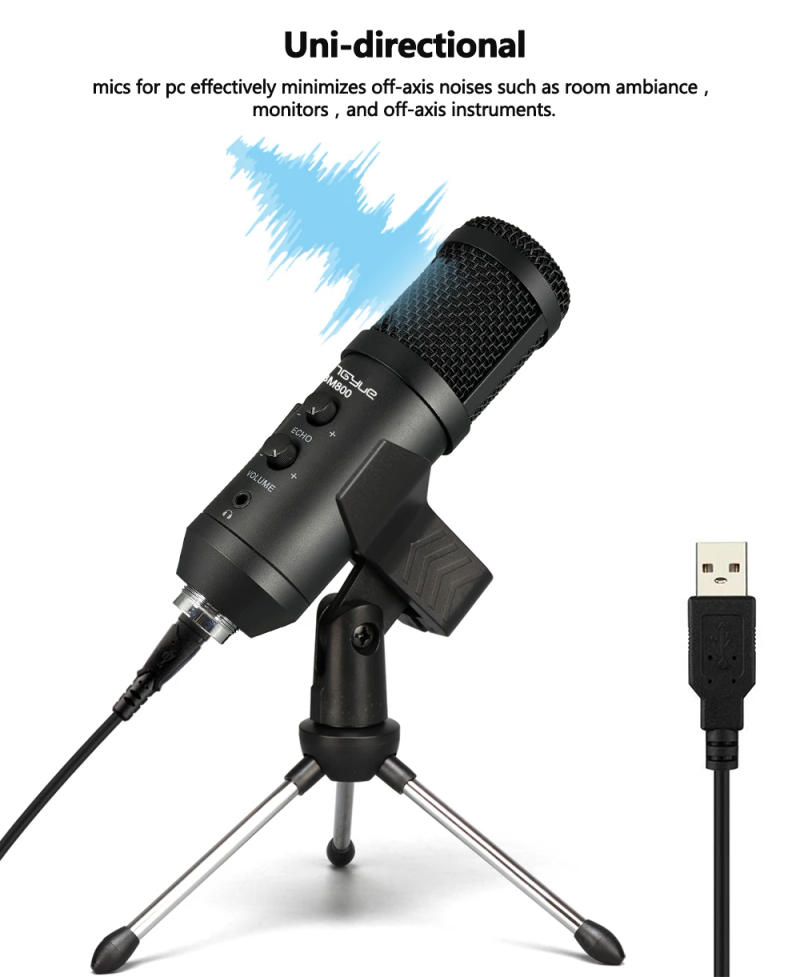 Description Picture 3 of itemUSB Microphone for Computer Gaming,Condense Mic with Echo and Monitoring,for PC Laptop Studio Recording Streaming,Plug and Play