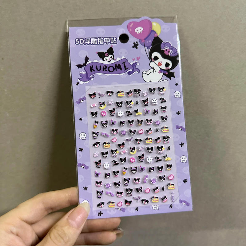 Description Picture 5 of item1PCS 5D Kawaii Sanrioed Cartoon Nail Stickers Hello Kitty Kuromi Cinnamoroll Animation Nail Decals Press on Nails Art Supplies