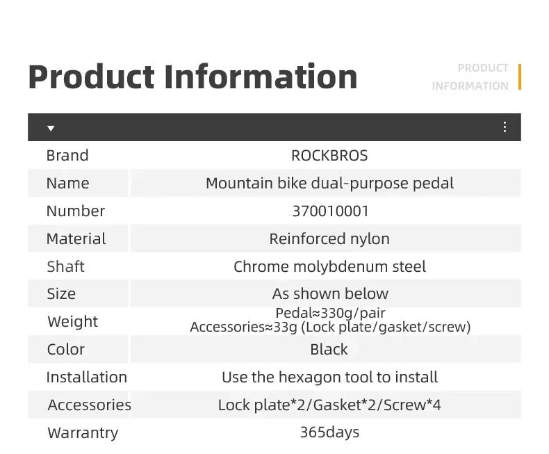 Description Picture 3 of itemROCKBROS MTB Bicycle Pedals 2 In 1 Flat/Lock Pedal Mountain Bike Non-Slip Labor Saving Nylon Pedals Waterproof Sealed Bearing