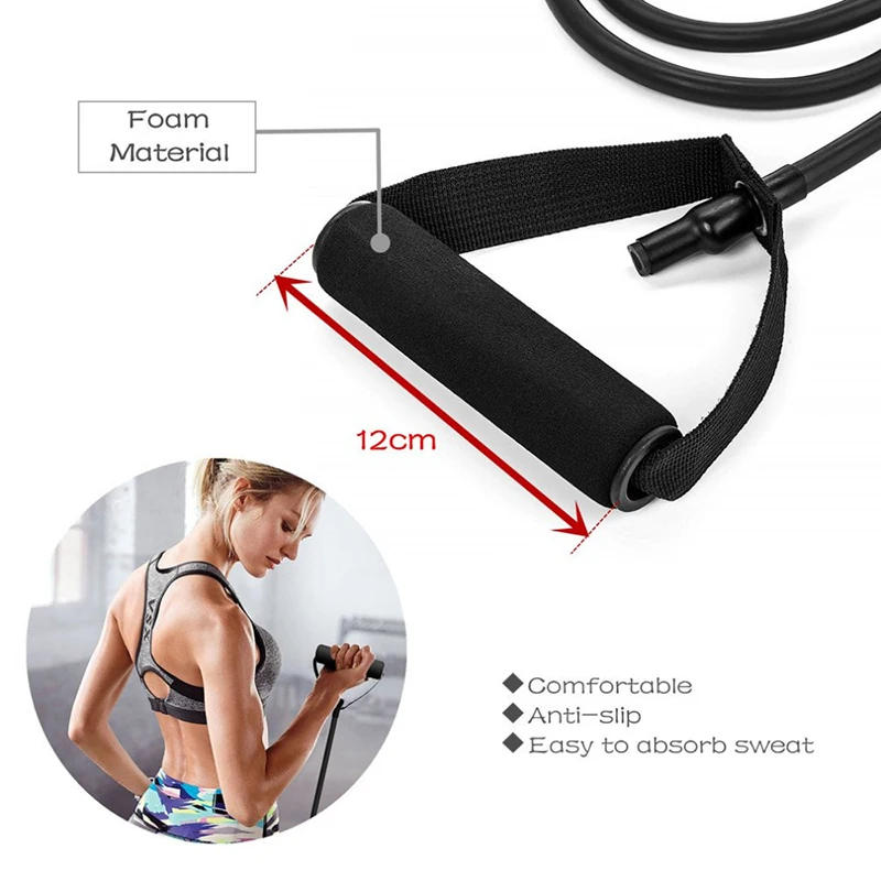 Description Picture 6 of item120CM Level 5 Straight Line Tensile Yoga Exercise Chest Expansion Elastic Exercise Family Exercise Muscle Training Rubber Tube