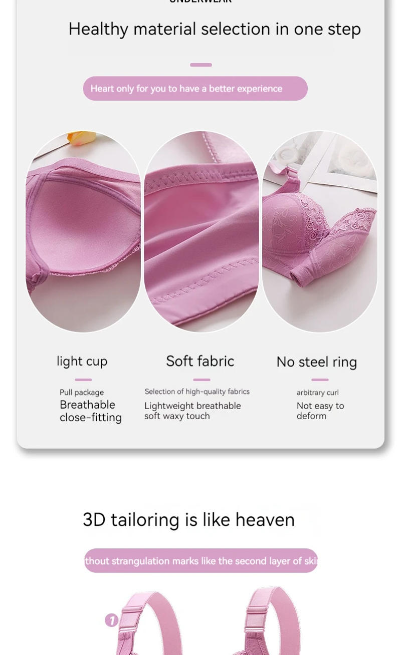 Description Picture 4 of itemWomens Lace Bras Ultra-Thin Perspective Bralette Deep V Bra Sexy Lingerie Tops Plus Size Cup Mom's underwear