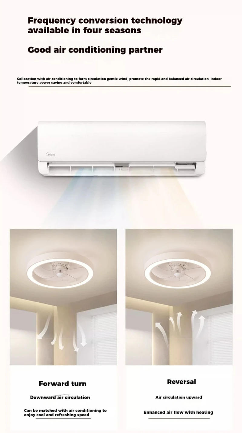 Description Picture 6 of item110V 220V 50CM Modern Ceiling Fan Led Light Dimmable Bedroom Living Room Ceiling Fan Lamp Acrylic Decor Adjustable 6 Level Speed