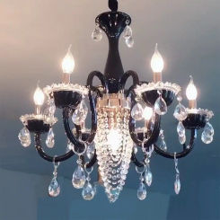 Hotel Lounge black Chandelier Retro Black Crystal Chandeliers For Bedroom Cafe lighting Bar Candle Holders kitchen led Luminaria