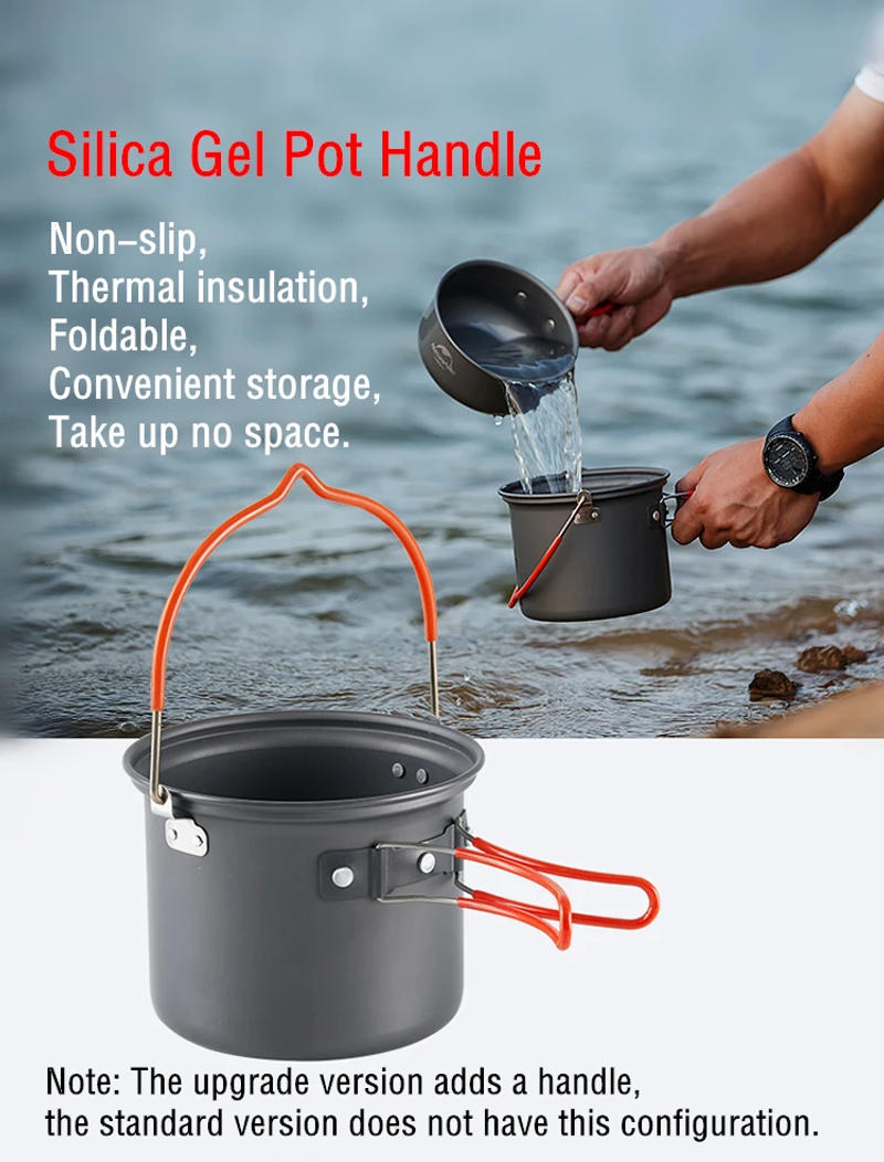 Description Picture 6 of itemNaturehike Camping Cooking Set Outdoor Picnic Camping Pot Ultralight Portable Picnic Cookware 2-3 Person Hiking Non Stick Pots