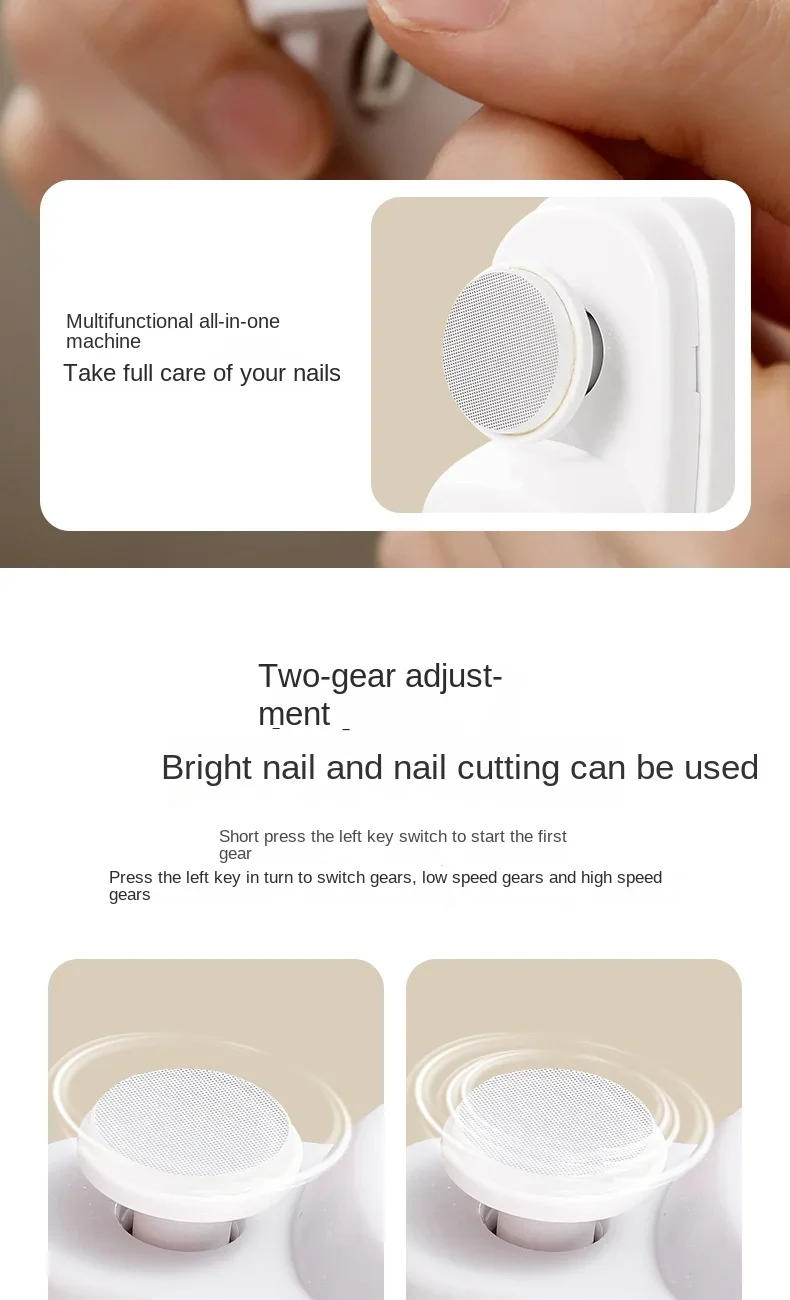 Description Picture 6 of itemElectric Automatic Nail Clipper with Light Fingernail Cutter and Polisher USB Rechargeable Safety Fingernail Trimmer for Baby